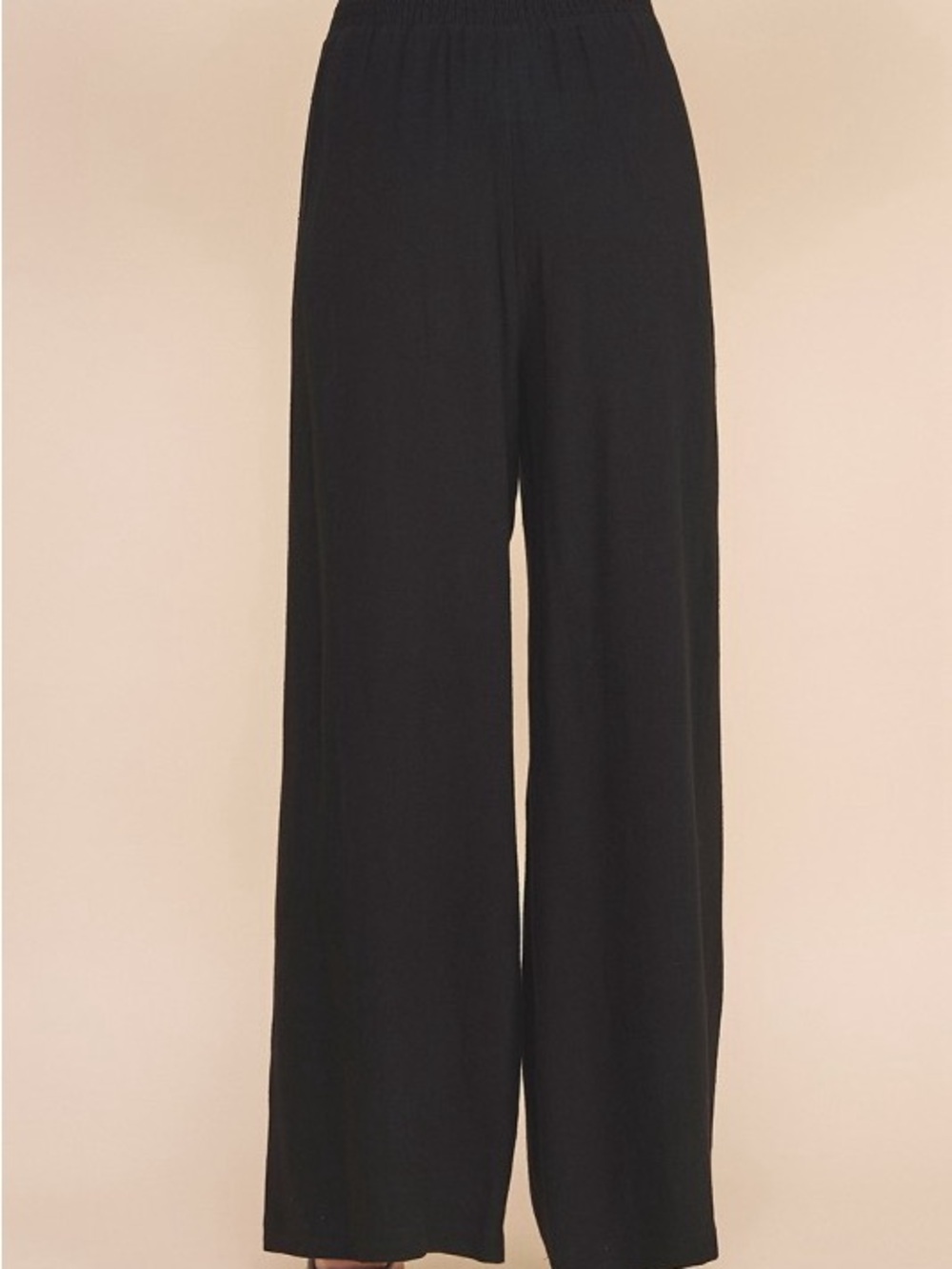 NWT Linen Blend Wide Leg Pull-On Pants with Drawstring Waist - Black - Picture 2 of 4